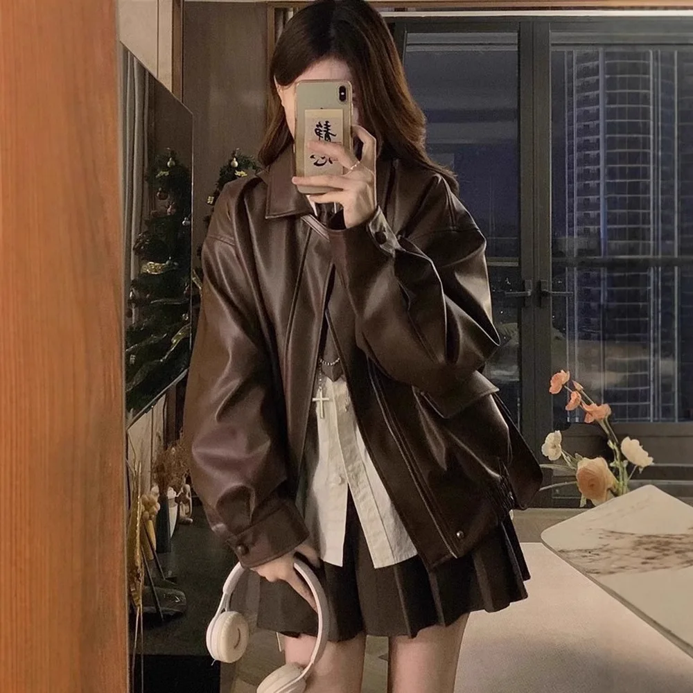 Women's New Style Short Coat for Winter and Spring, American-style Petite Leather Jacket Leather Jacket Street Style
Women's New Style Short Coat for Winter and Spring, American-style Petite Leather Jacket Leather Jacket Street Style
