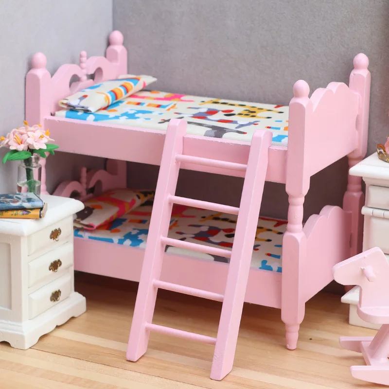 Pink 12 Scale Dollhouse Bunk Bed Miniature Set with Ladder And Bedding Kids Bedroom Furniture Diorama Scene Accessory
Pink 12 Scale Dollhouse Bunk Bed Miniature Set with Ladder And Bedding Kids Bedroom Furniture Diorama Scene Accessory