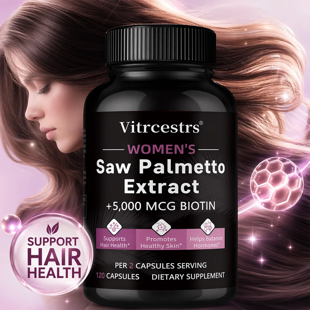 Saw Palmetto + Biotin Supplement Capsules for Women,Thicken and Volumize Hair,Promotes Healthy Skin,Helps Balance Hormones
Saw Palmetto + Biotin Supplement Capsules for Women,Thicken and Volumize Hair,Promotes Healthy Skin,Helps Balance Hormones