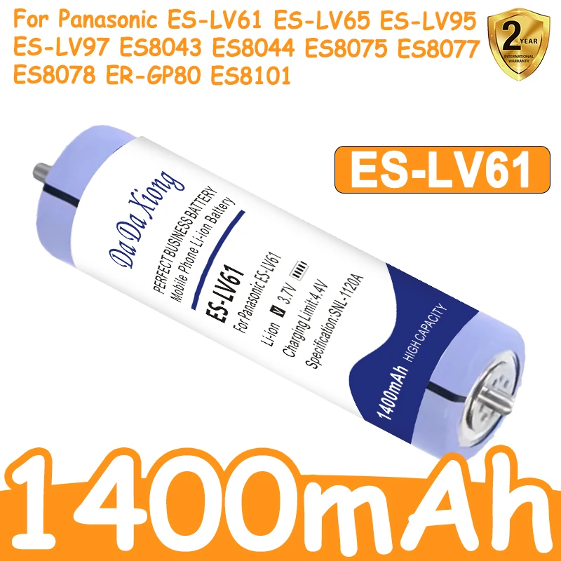 Battery For Panasonic ES-LV61 ES-LV65 ES-LA63,LV64 ES-LA93,ES-LV95 ES-LV97 ES4105 ES8075 ES8077 ES8078 ER-GP80 Shavers 1400mAh
Battery For Panasonic ES-LV61 ES-LV65 ES-LA63,LV64 ES-LA93,ES-LV95 ES-LV97 ES4105 ES8075 ES8077 ES8078 ER-GP80 Shavers 1400mAh