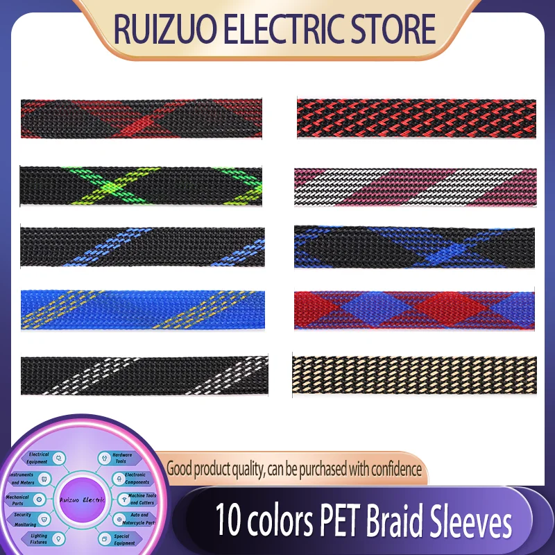 5/10m 10colors PET Braid Sleeve 2~40mm High Density Snake Skin Cable Wrap Sheath For Electric Cable
5/10m 10colors PET Braid Sleeve 2~40mm High Density Snake Skin Cable Wrap Sheath For Electric Cable
