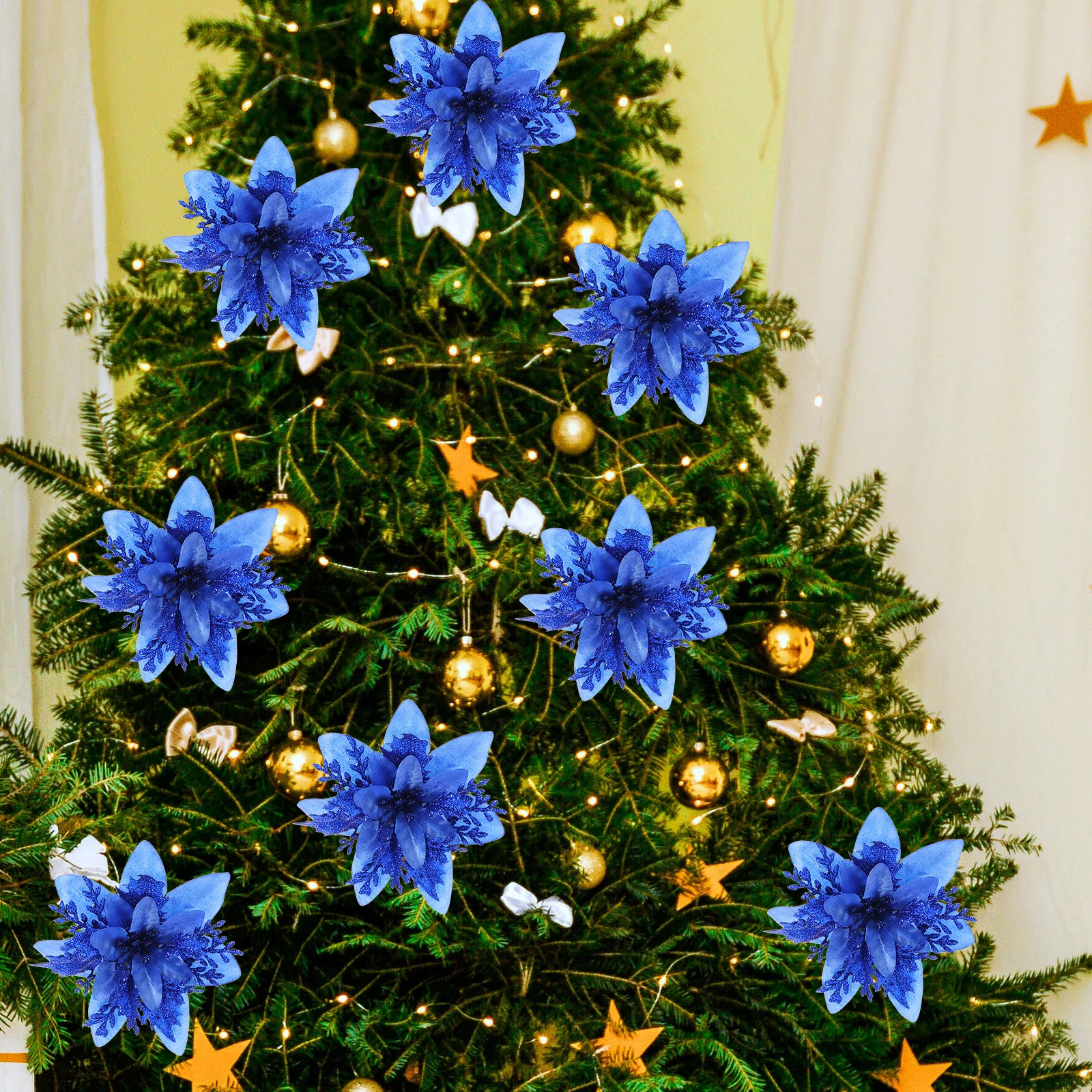 12Pcs Blue Sparkling Simulated Flowers Festive Christmas Tree Decorations Beautiful Fabric Flower Decors for Home Wedding
12Pcs Blue Sparkling Simulated Flowers Festive Christmas Tree Decorations Beautiful Fabric Flower Decors for Home Wedding