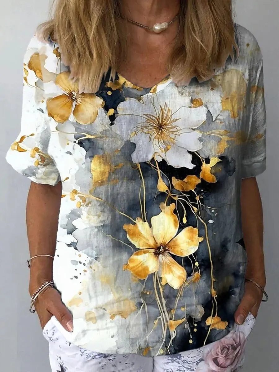 3D Printed Texture Flower T Shirt for Women Plant Graphic Short Sleeves Summerbeach Style Fashion Casual V-Neck Women's Clothing
3D Printed Texture Flower T Shirt for Women Plant Graphic Short Sleeves Summerbeach Style Fashion Casual V-Neck Women's Clothing