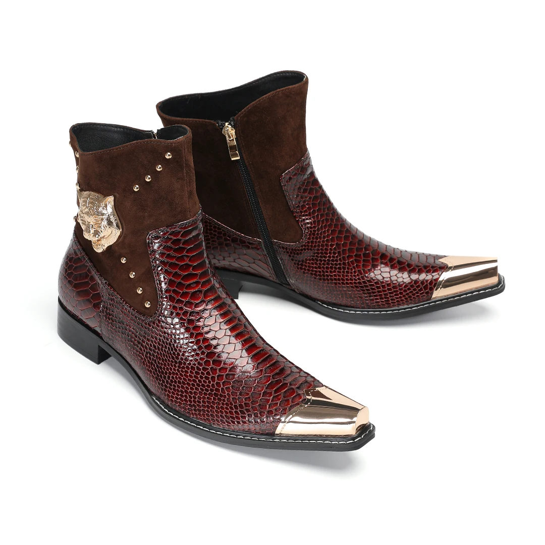 Fashion Metal Pointed Toe Men Genuine Leather Ankle Boots Plus Size 38-47 Male Motorcycle Cowboy Short Boots Man Party Shoes
Fashion Metal Pointed Toe Men Genuine Leather Ankle Boots Plus Size 38-47 Male Motorcycle Cowboy Short Boots Man Party Shoes