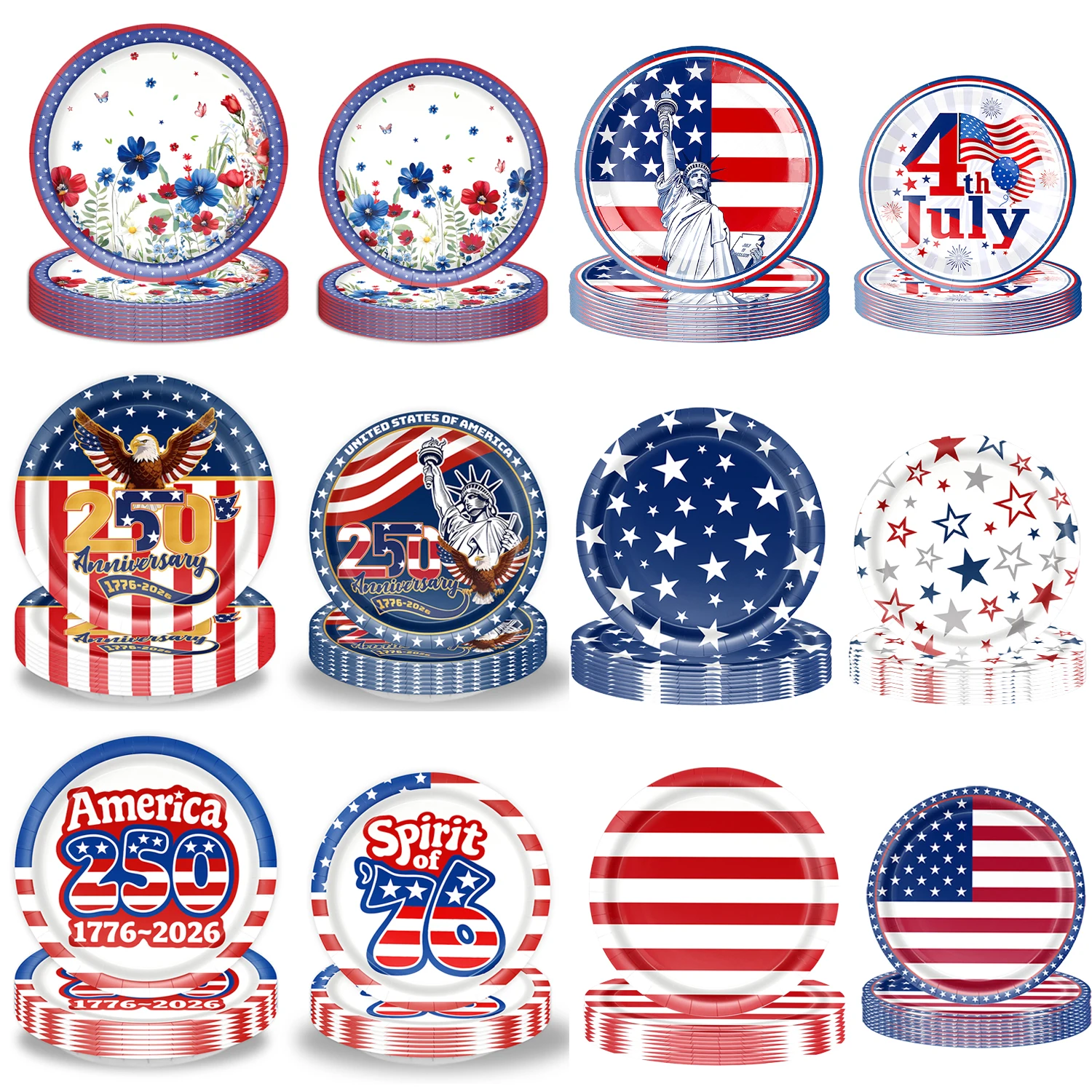 4th of July Paper Plates | 250th USA Disposable Plates w/ Statue of Liberty | Patriotic Red White Blue Party Dinnerware
4th of July Paper Plates | 250th USA Disposable Plates w/ Statue of Liberty | Patriotic Red White Blue Party Dinnerware
