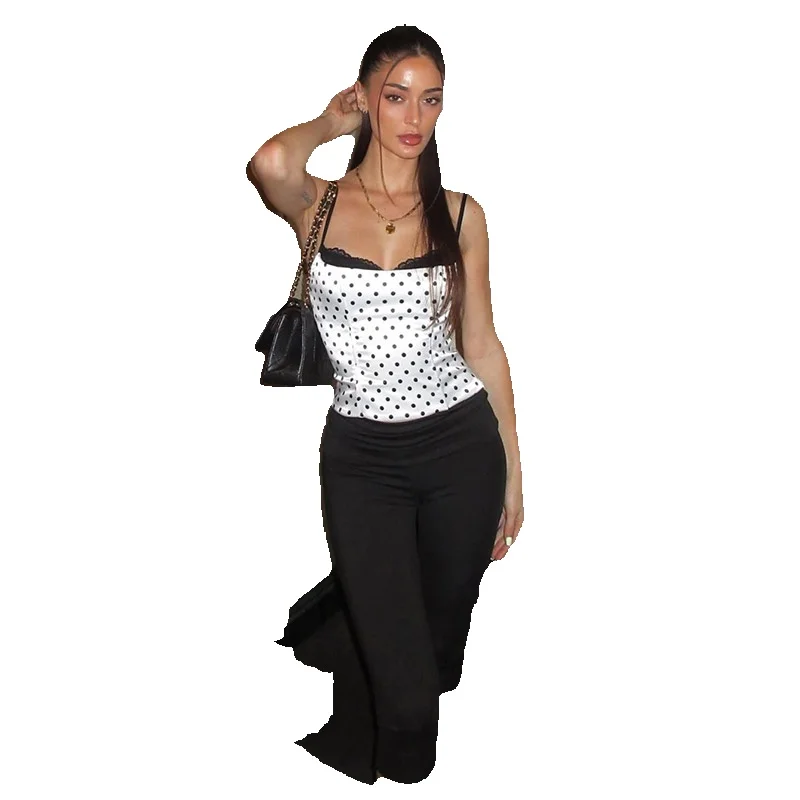 French Style Sexy Polka Dot Lace Cami Top Sleeveless Slim Y2k Polka-dot Lace Halter Sling Summer Girls Leisure Daily Wear
French Style Sexy Polka Dot Lace Cami Top Sleeveless Slim Y2k Polka-dot Lace Halter Sling Summer Girls Leisure Daily Wear