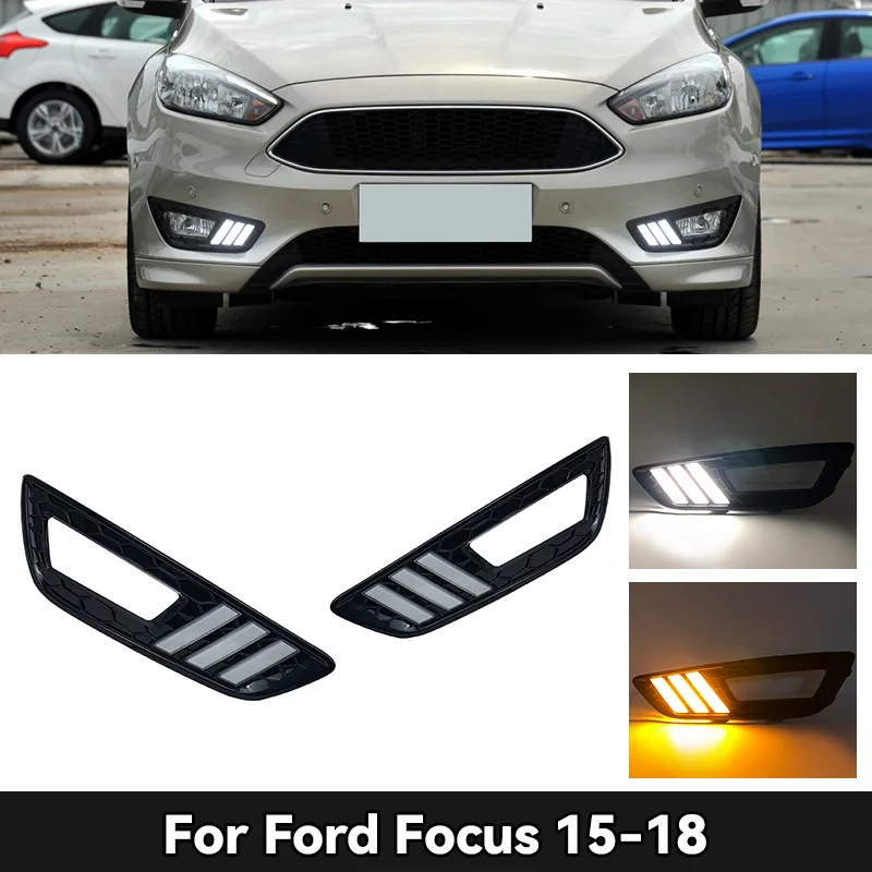 1 Pair Car LED Daytime Running Light Yellow Turn Signal Function DRL Fog Lamp cover For Ford Focus 3 MK3 2015 2016 2017 2018
1 Pair Car LED Daytime Running Light Yellow Turn Signal Function DRL Fog Lamp cover For Ford Focus 3 MK3 2015 2016 2017 2018