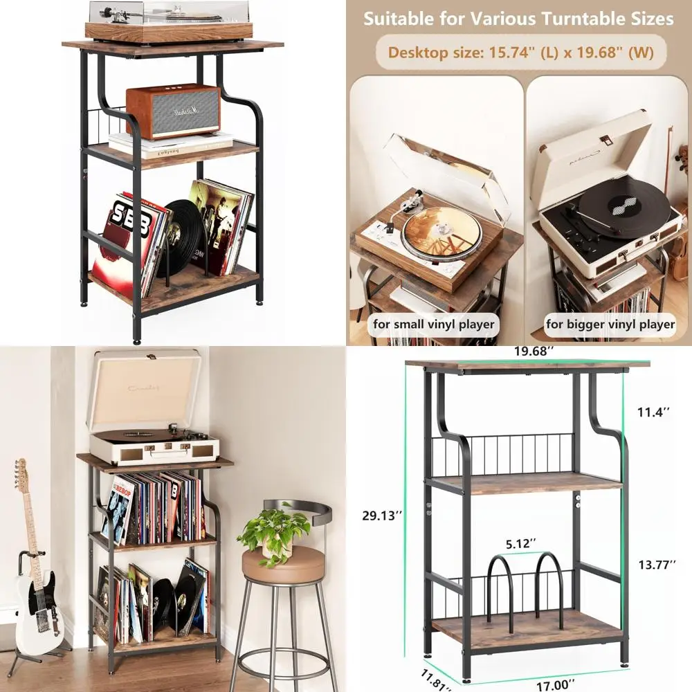 Record Player Stand, 3-Tier Record Player Table, Vinyl Record Storage with Extra-Large Desktop, Turntable Stand End Table for Vi
Record Player Stand, 3-Tier Record Player Table, Vinyl Record Storage with Extra-Large Desktop, Turntable Stand End Table for Vi