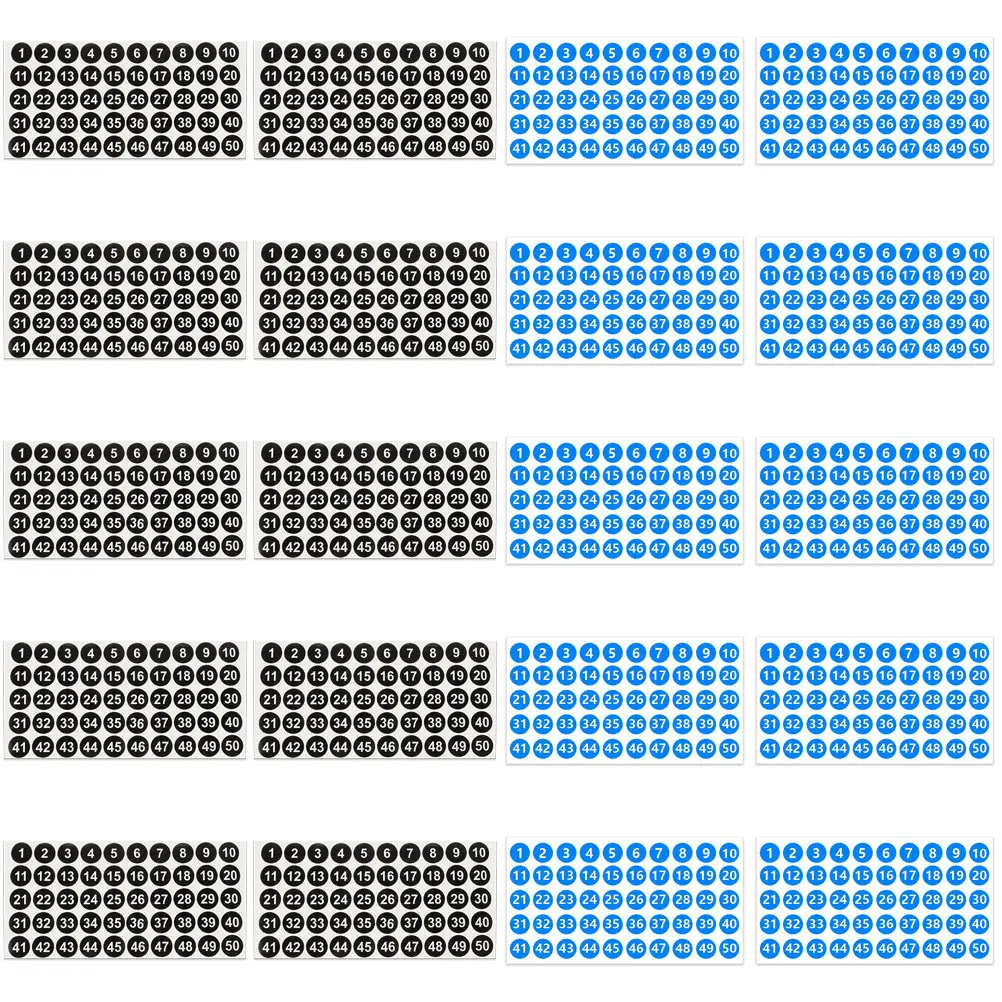 20 Sheets Number Stickers Round Digital Labels Multi-Function Adhesive Number Labels for Organizing Classification Coding