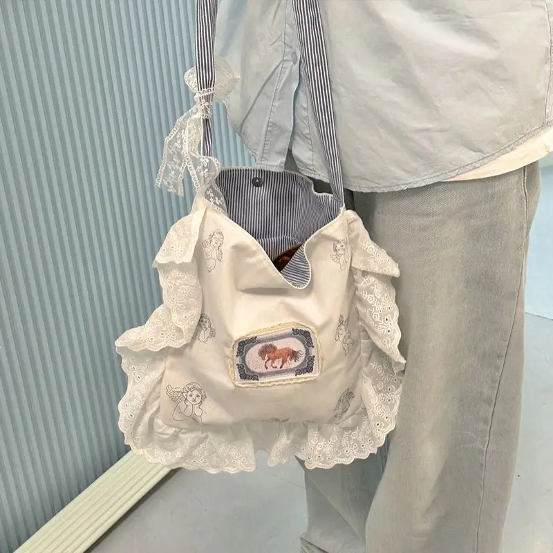 Miyagawa Spring Summer Girl Lace Sweet Shoulder Bag for Women 2025 New Japanese Versatile Diagonal Canvas Bags
Miyagawa Spring Summer Girl Lace Sweet Shoulder Bag for Women 2025 New Japanese Versatile Diagonal Canvas Bags