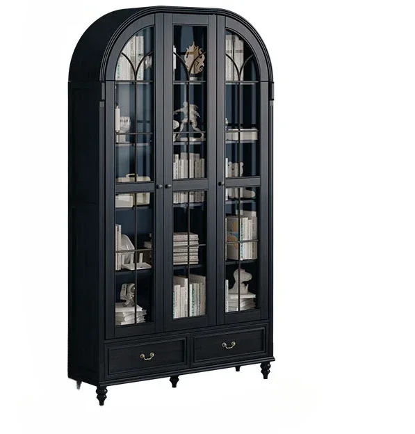 Arched Bookcase with Glass Door Solid Wood Wall Living Room Home Black Bookcase
Arched Bookcase with Glass Door Solid Wood Wall Living Room Home Black Bookcase