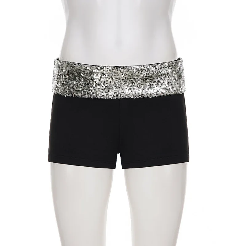 Summer New spicy girl sequins spliced women's low waist slimming shorts women
Summer New spicy girl sequins spliced women's low waist slimming shorts women