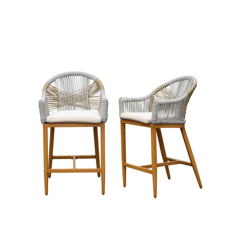 Bar Stools Set of 2 with Arm and Backrest Outdoor Counter Height Bar Chairs with Cushion Aluminum Tall Bar stools Modern Textil
Bar Stools Set of 2 with Arm and Backrest Outdoor Counter Height Bar Chairs with Cushion Aluminum Tall Bar stools Modern Textil