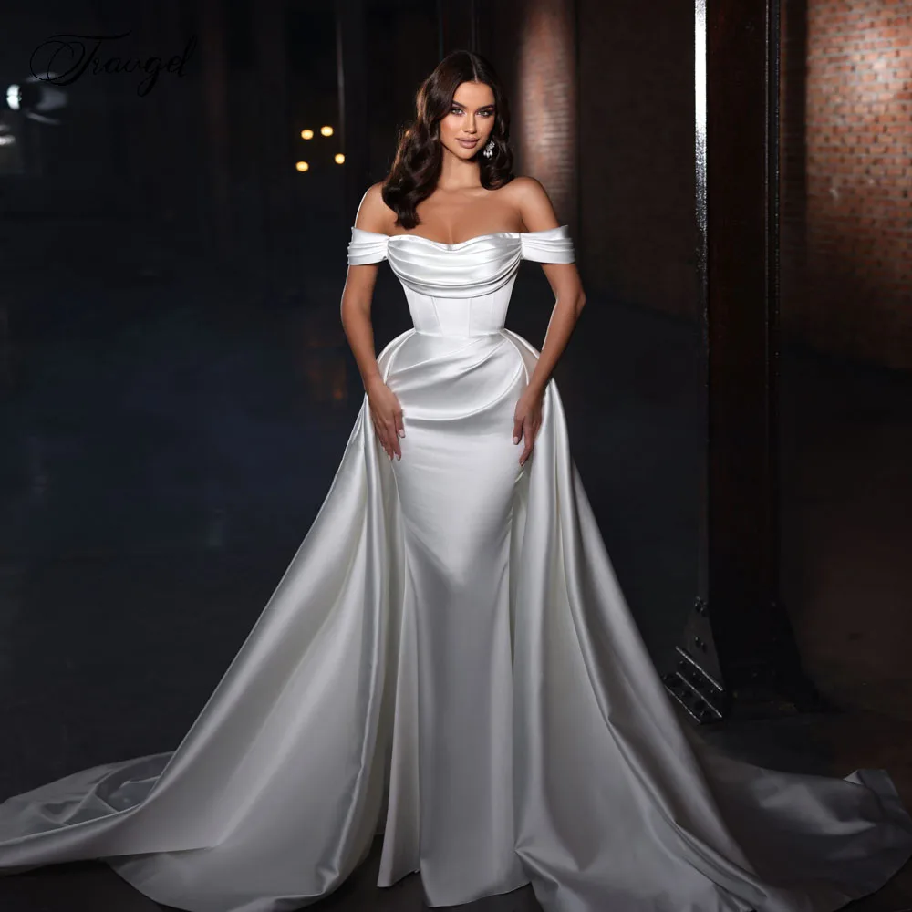 Customized Off The Shoulder Matte Satin Mermaid Wedding Dresses Vintage Vestido De Novia Detachable Train Sexy Robe De Mariee
Customized Off The Shoulder Matte Satin Mermaid Wedding Dresses Vintage Vestido De Novia Detachable Train Sexy Robe De Mariee