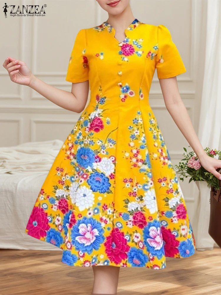 ZANZEA Chinese Style Floral Printed Dress Women Summer Sundress Office Ladies Short Sleeve Robe 2025 Vintage Casual Vestidos
ZANZEA Chinese Style Floral Printed Dress Women Summer Sundress Office Ladies Short Sleeve Robe 2025 Vintage Casual Vestidos