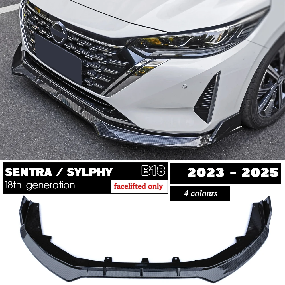 Carbon Fiber Front Bumper Lip Gloss Black Chin Spoiler for Nissan Sentra Sylphy MK18 Facelift B18 18th Generation 2023 - 2025
Carbon Fiber Front Bumper Lip Gloss Black Chin Spoiler for Nissan Sentra Sylphy MK18 Facelift B18 18th Generation 2023 - 2025