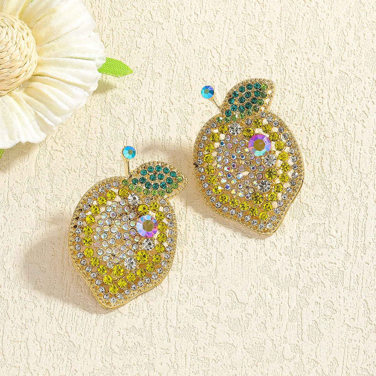 Handmade Bohemian Sparkly Crystal Lemon Stud Earrings for Women Cute Statement Hawaiian Vacation Beach Party Fruit Earring
Handmade Bohemian Sparkly Crystal Lemon Stud Earrings for Women Cute Statement Hawaiian Vacation Beach Party Fruit Earring