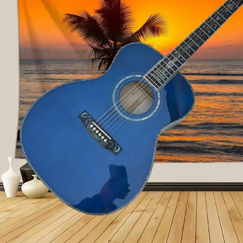 40 Inch 6 Strings Sky-blue OM45 Series Acoustic Guitar Solid Top Profile Blue Glossy Picea Asperata Body Free Delivery
40 Inch 6 Strings Sky-blue OM45 Series Acoustic Guitar Solid Top Profile Blue Glossy Picea Asperata Body Free Delivery