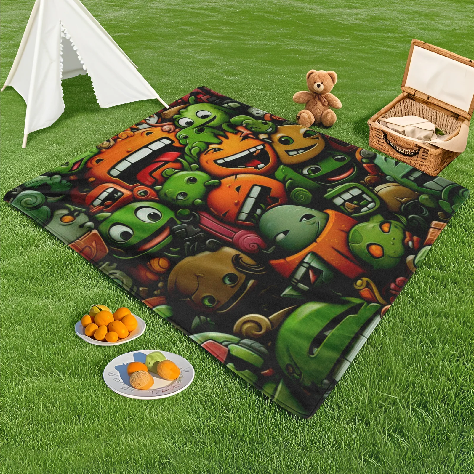 Eccentric Green Orange And Pink Layered Design Outdoor Blanket For Playful And Unique Outdoor Adventures And Gatherings 
Eccentric Green Orange And Pink Layered Design Outdoor Blanket For Playful And Unique Outdoor Adventures And Gatherings