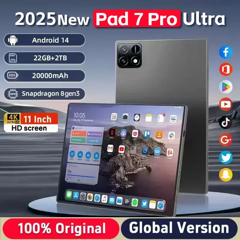 New Global Version 5G Tablet PC Pad 7 Pro Ultra 4K HD 120Hz Snapdragon 8 Gen3 20000mAh 22GB+2TB Android14 Dual SlM WlFl Tablet
New Global Version 5G Tablet PC Pad 7 Pro Ultra 4K HD 120Hz Snapdragon 8 Gen3 20000mAh 22GB+2TB Android14 Dual SlM WlFl Tablet