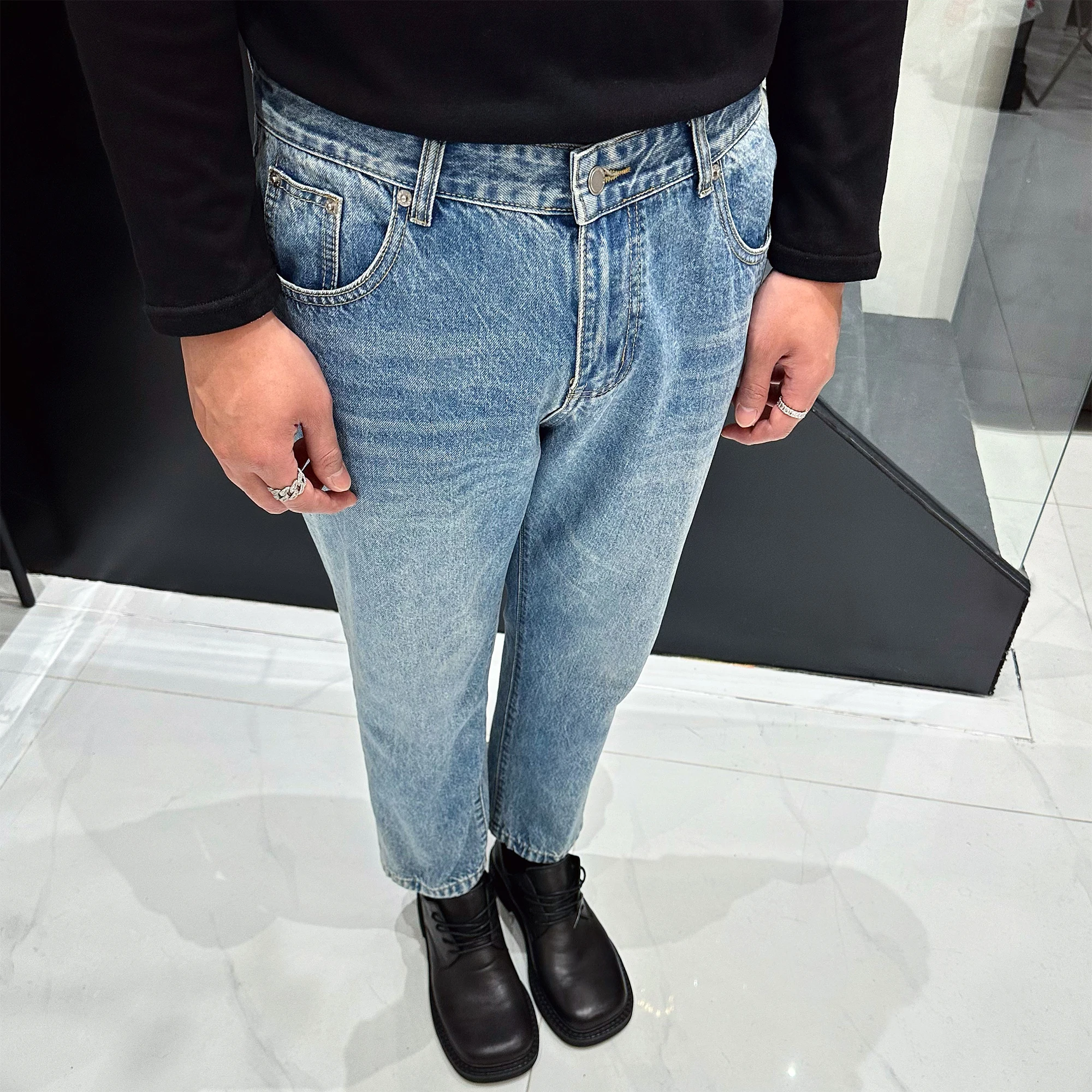Trendy Straight Leg Jeans Casual Men's Faion Workwear Nine Point Pants Retro Denim mid Low Waist Regular Thin Youth
Trendy Straight Leg Jeans Casual Men's Faion Workwear Nine Point Pants Retro Denim mid Low Waist Regular Thin Youth
