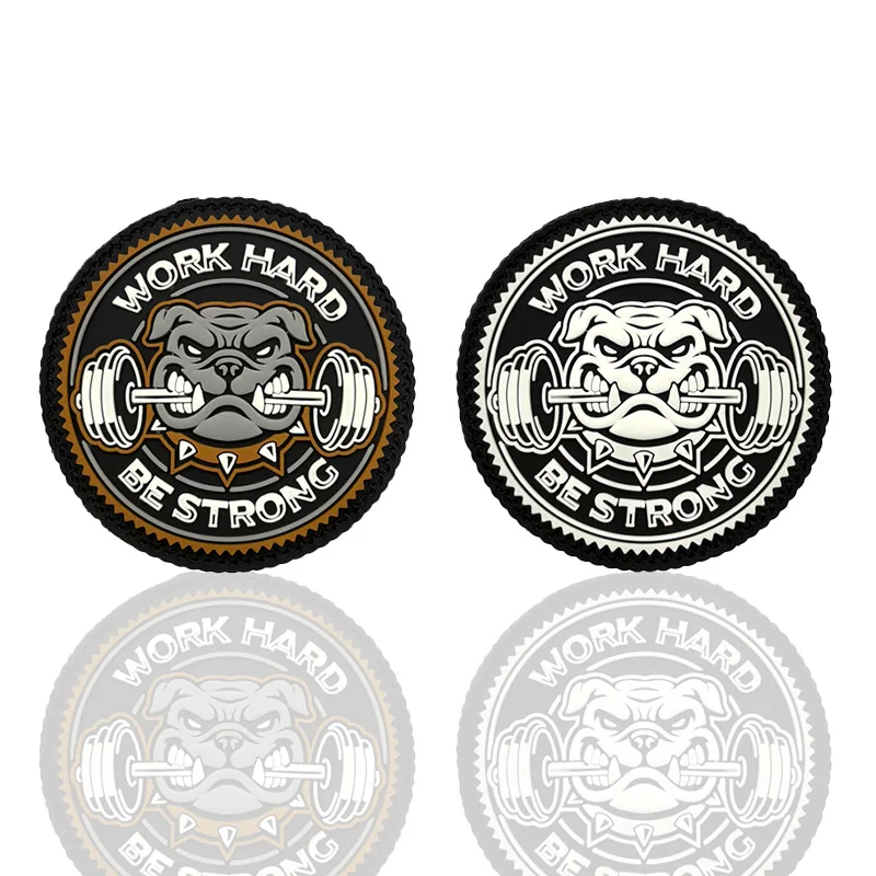 3D PVC Rubber Luminous WORK HARD BE STRONG Barbell Fitness Bulldog Morale Jacket Armband DIY Backpack Patch
3D PVC Rubber Luminous WORK HARD BE STRONG Barbell Fitness Bulldog Morale Jacket Armband DIY Backpack Patch