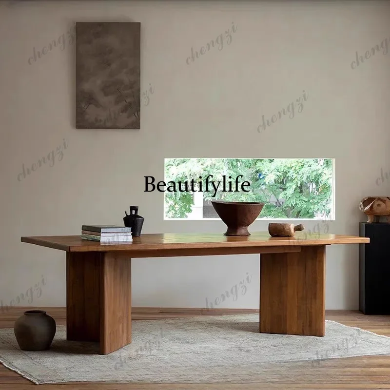 E182 Nordic solid wood dining table, living room, wabi-sabi rectangular desk, retro log desk
E182 Nordic solid wood dining table, living room, wabi-sabi rectangular desk, retro log desk