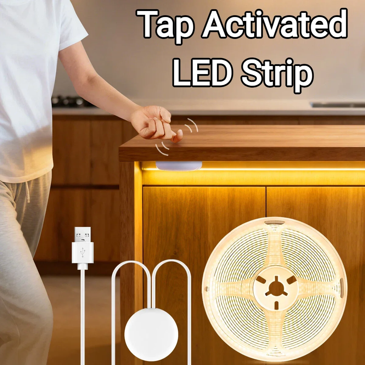 5V USB COB LED Strip Light With 360° Vibration Sensor Switch, Uniform Lighting Cuttable Flexible Under Cabinet Light for Kitchen
5V USB COB LED Strip Light With 360° Vibration Sensor Switch, Uniform Lighting Cuttable Flexible Under Cabinet Light for Kitchen