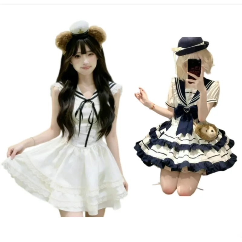 Women Summer College Lolita Cute Sweet Sailor Collar Mini Dresses Japanese Princess Cosplay Costume Tea Party Birthday Dress
Women Summer College Lolita Cute Sweet Sailor Collar Mini Dresses Japanese Princess Cosplay Costume Tea Party Birthday Dress