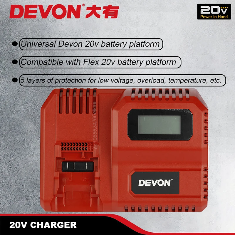 Devon Charger 12V 20V FanCooling 190w Suit for 5767 5208 5401 2905 Universal Battery Platform with Multi-Model Charge Protection
Devon Charger 12V 20V FanCooling 190w Suit for 5767 5208 5401 2905 Universal Battery Platform with Multi-Model Charge Protection