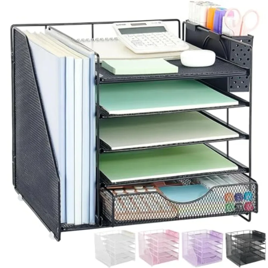 Desk Organizer with Drawer and Pen Holder, 5-Tier Paper Letter Tray Organizer with File Holder, Suitable for Workspace Organize
Desk Organizer with Drawer and Pen Holder, 5-Tier Paper Letter Tray Organizer with File Holder, Suitable for Workspace Organize