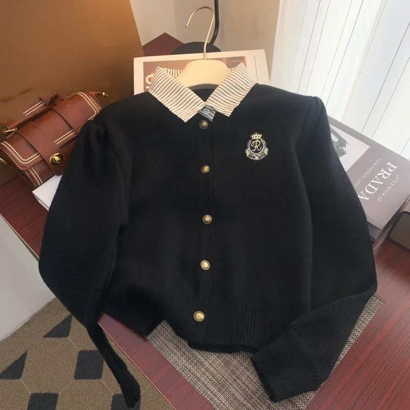 Women Splicing Lapel Sweater Harajuku Korean Fashion Y2k Long Sleeves Jumper Sweaters Winter College Vintage 2000s Clothes 2024
Women Splicing Lapel Sweater Harajuku Korean Fashion Y2k Long Sleeves Jumper Sweaters Winter College Vintage 2000s Clothes 2024