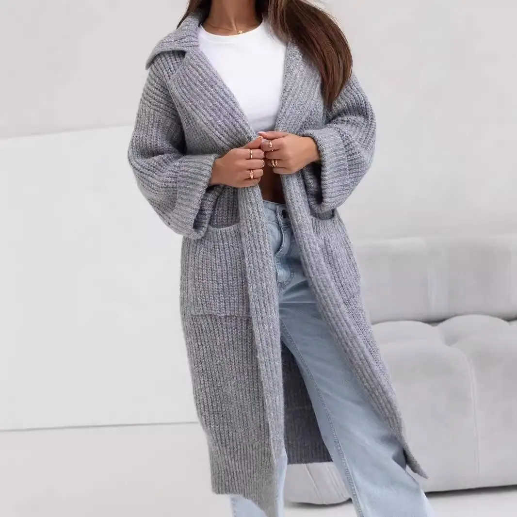 Thick Lapel Pocket Knitted Cardigan Sweater Medium to Long Commute Style Women's Winter Fashion Color Regular Fit Cardigan
Thick Lapel Pocket Knitted Cardigan Sweater Medium to Long Commute Style Women's Winter Fashion Color Regular Fit Cardigan
