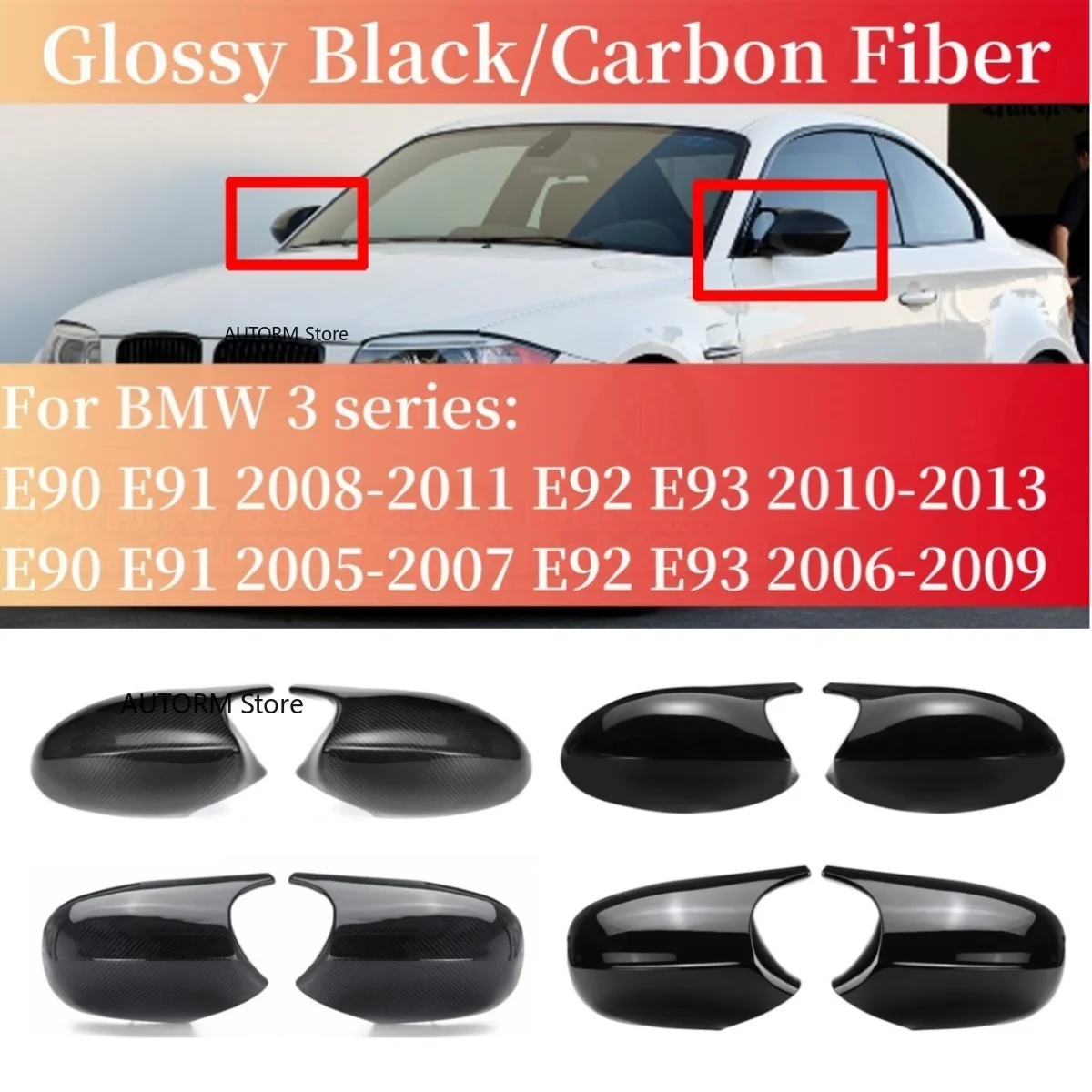 Pair Car Rear View Mirror Cover For BMW 1 3 Series E81 E82 E87 E88 E90 E91 E92 E93 2005-2013 Side Wing Mirror Cap Covers
Pair Car Rear View Mirror Cover For BMW 1 3 Series E81 E82 E87 E88 E90 E91 E92 E93 2005-2013 Side Wing Mirror Cap Covers