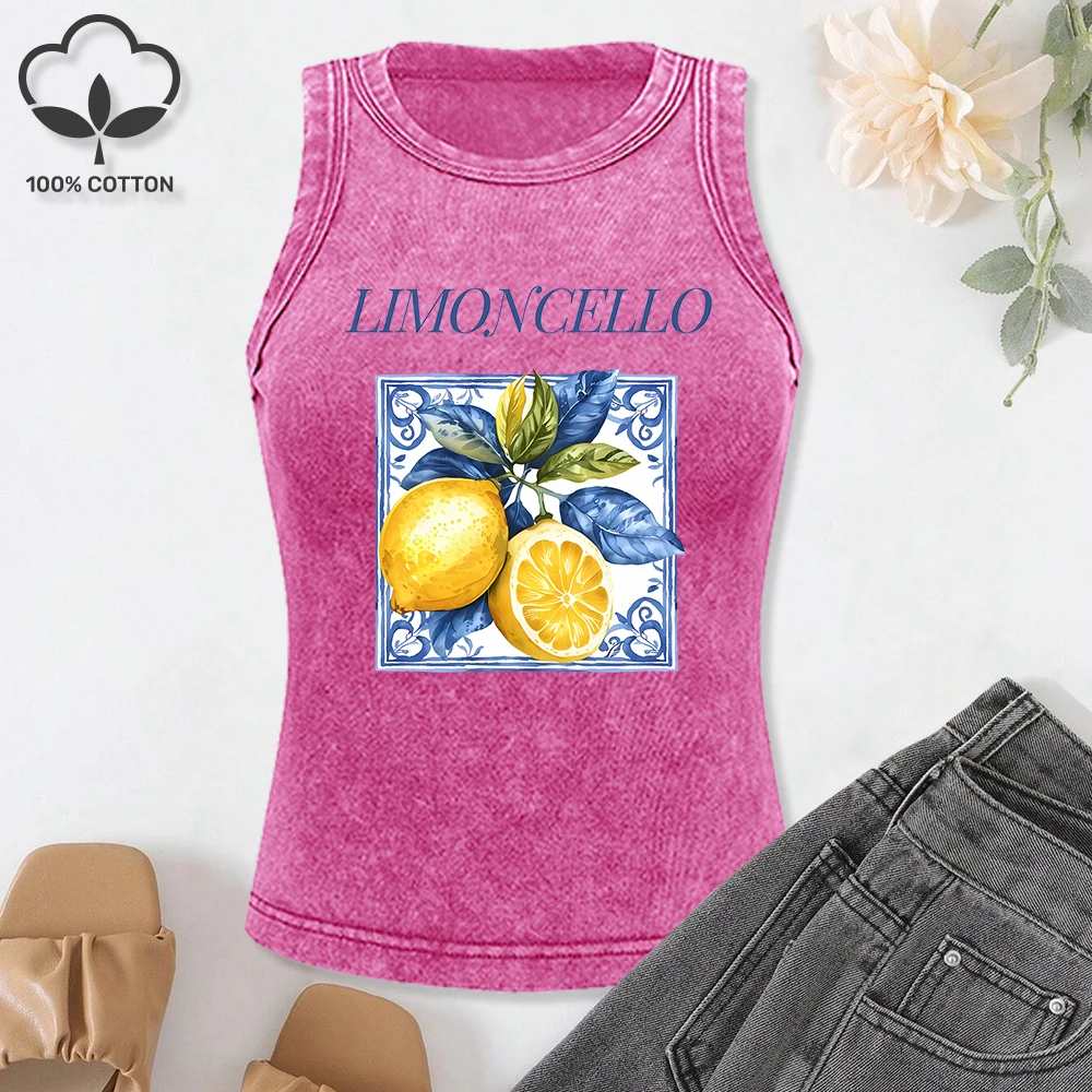Lemon Cello Creative Fruits Print Washed Vest Women Crop Cotton Sportswear Fitness Summer Tank Tops Slim Sleeveless Clothes
Lemon Cello Creative Fruits Print Washed Vest Women Crop Cotton Sportswear Fitness Summer Tank Tops Slim Sleeveless Clothes