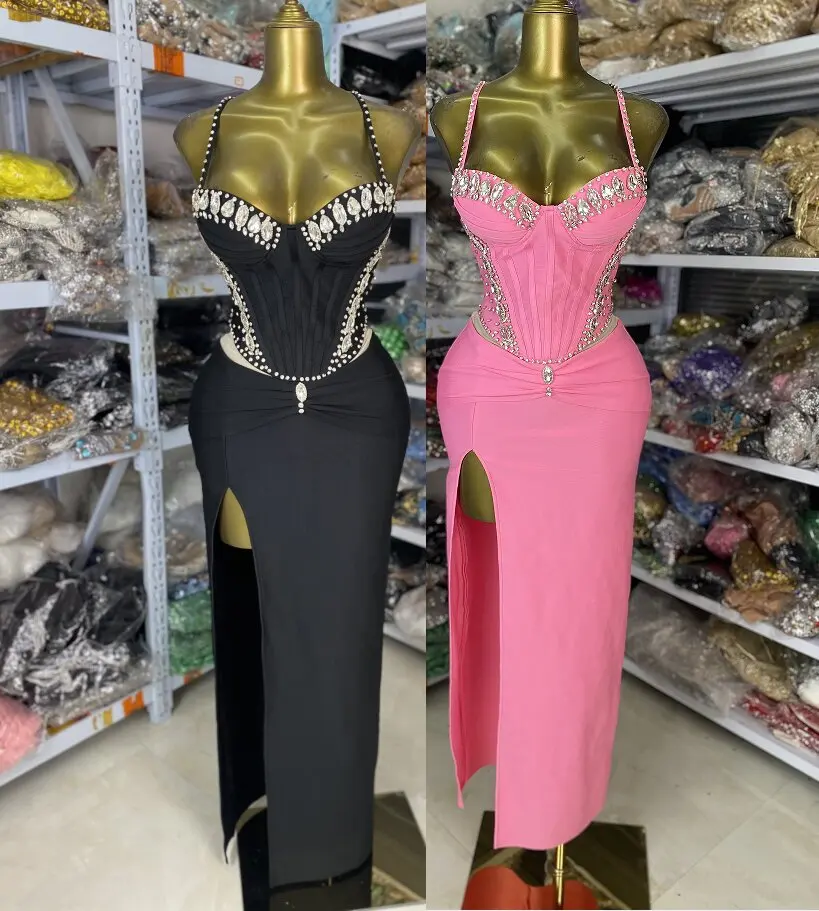 2025 New Design Bandage Dress Spaghetti Strap Crystal Embroidery Mesh Inset Open Leg Long Runway Celebrity Evening Party Dress
2025 New Design Bandage Dress Spaghetti Strap Crystal Embroidery Mesh Inset Open Leg Long Runway Celebrity Evening Party Dress