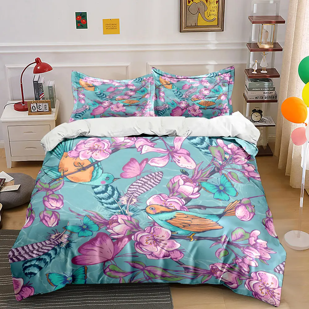 Colorful birds with pink flowers Pattern Duvet Cover Set Digital Print Colorful Polyester Bedding with Zipper Closur for gifts
Colorful birds with pink flowers Pattern Duvet Cover Set Digital Print Colorful Polyester Bedding with Zipper Closur for gifts