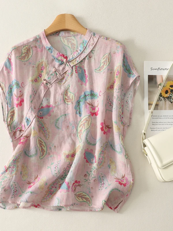 New Chinese Style Floral Print Modified Shirt Women's Summer Retro Versatile Oblique Flap Button Small Top
New Chinese Style Floral Print Modified Shirt Women's Summer Retro Versatile Oblique Flap Button Small Top