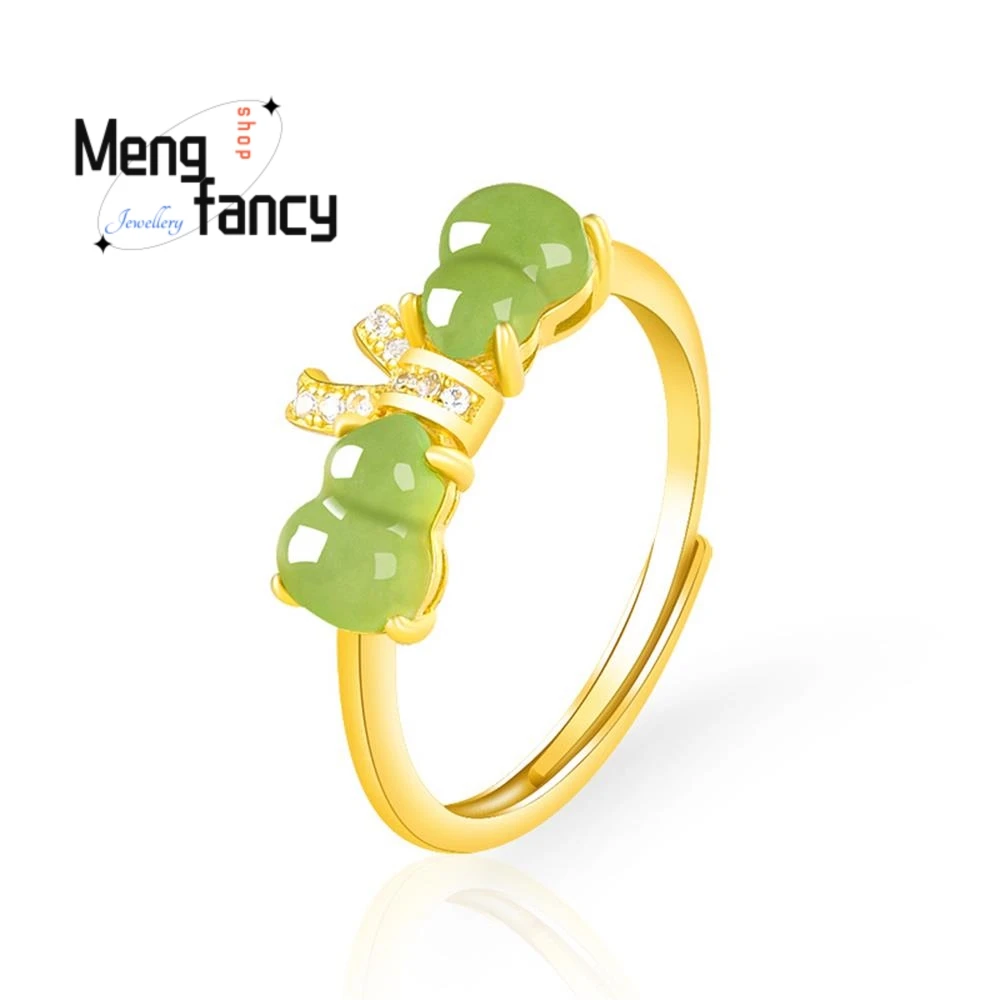 Natural Old Material Hetian Jade Gourd Ring Rose Gold S925 Silver Inlaid Women's Fashion Jewelry High-grade Couple Holiday Gifts
Natural Old Material Hetian Jade Gourd Ring Rose Gold S925 Silver Inlaid Women's Fashion Jewelry High-grade Couple Holiday Gifts