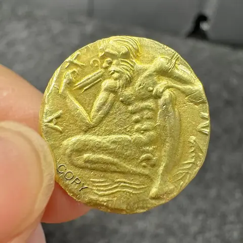 Griekse Mythologie Satir Fee Gouden Munt, Mannen En Vrouwen Dansen Liefde Herdenkingsmunt, Ketting/Ring Accessoires Cadeau