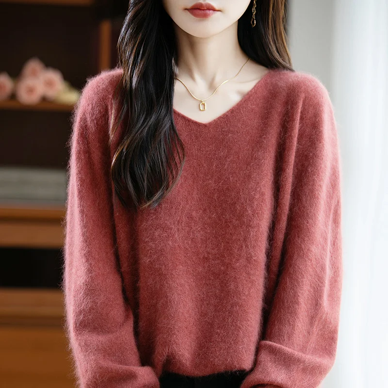 Autumn And Winter 100% Wool Thick Sweater V-Neck Temperament Loose Brushed Knit Bottoming Shirt Pullover Long Sleeve
Autumn And Winter 100% Wool Thick Sweater V-Neck Temperament Loose Brushed Knit Bottoming Shirt Pullover Long Sleeve
