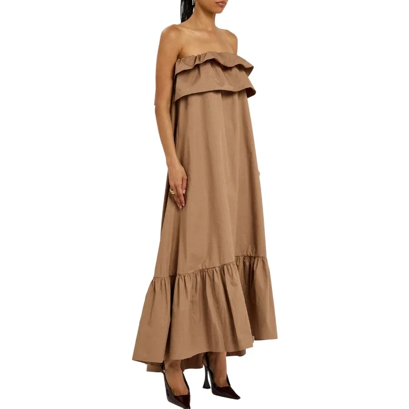 Fashionable Elegant Strapless Khaki Maxi Dress Sexy Retro Ruffle Tiered Gown for Women Beach Vacation Dinner Party Club
Fashionable Elegant Strapless Khaki Maxi Dress Sexy Retro Ruffle Tiered Gown for Women Beach Vacation Dinner Party Club