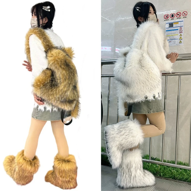 2024 New Raccoon-like Non-slip Snow Boots In Winter Women Plush Cotton Boots Fashion Casual Fur Backpack Ski Bag Shoe Bag Set
2024 New Raccoon-like Non-slip Snow Boots In Winter Women Plush Cotton Boots Fashion Casual Fur Backpack Ski Bag Shoe Bag Set