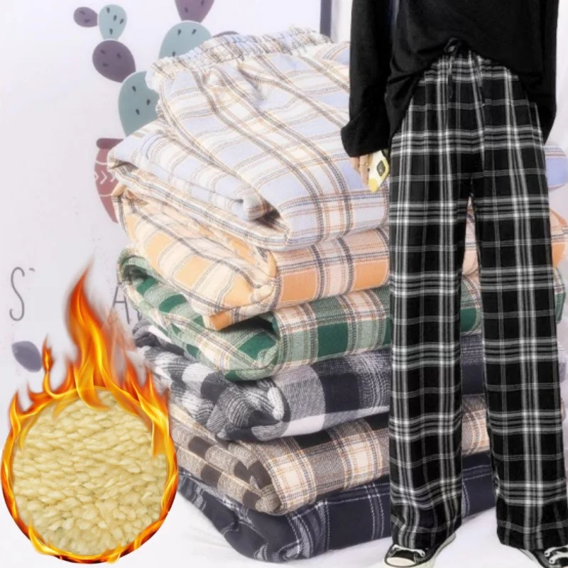 Женские клетчатые брюки с высокой талией, широкие расклешенные брюки на толстой флисовой подкладке, зимние термобелье для отдыха, повседневные прямые брюки
Женские клетчатые брюки с высокой талией, широкие расклешенные брюки на толстой флисовой подкладке, зимние термобелье для отдыха, повседневные прямые брюки
