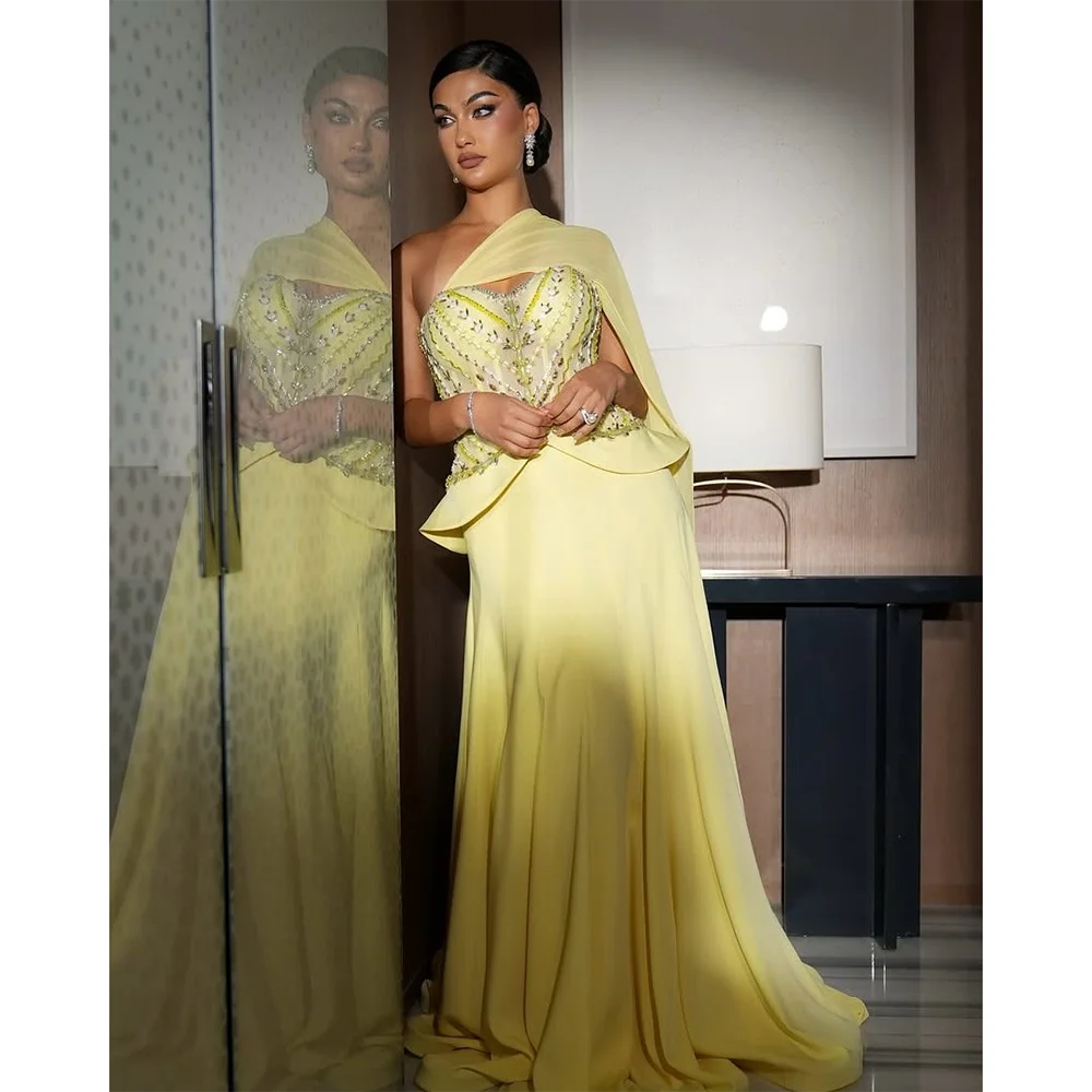 Luxury Yellow Evening Dress for Woman 2025 Crystal Sweetheart Neck Pleated Mermaid Evening Gown Formal Party Dresses Long
Luxury Yellow Evening Dress for Woman 2025 Crystal Sweetheart Neck Pleated Mermaid Evening Gown Formal Party Dresses Long