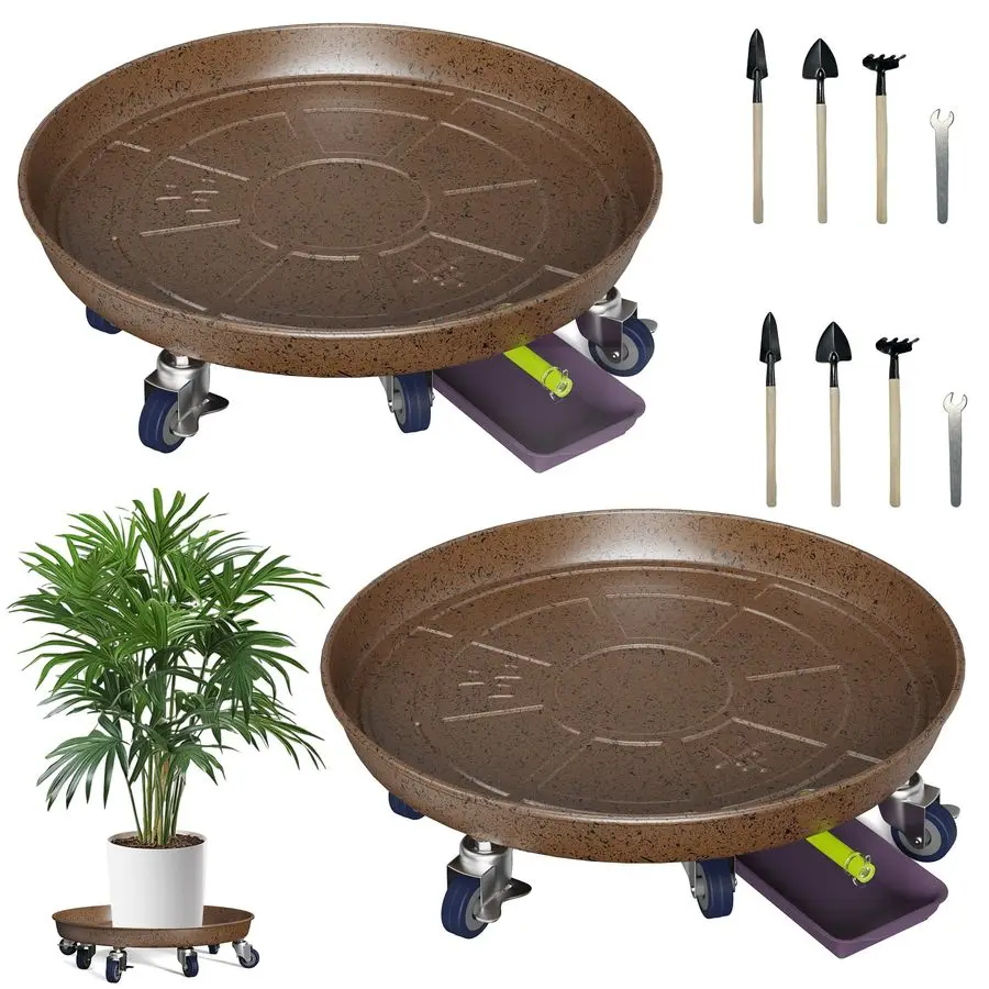 Metal Plant Caddy, Heavy Duty Planter Pot Mover with Iron Lockable Wheels and Drain Hole, Large Rolling Dolly Planter Caddy Flow
Metal Plant Caddy, Heavy Duty Planter Pot Mover with Iron Lockable Wheels and Drain Hole, Large Rolling Dolly Planter Caddy Flow