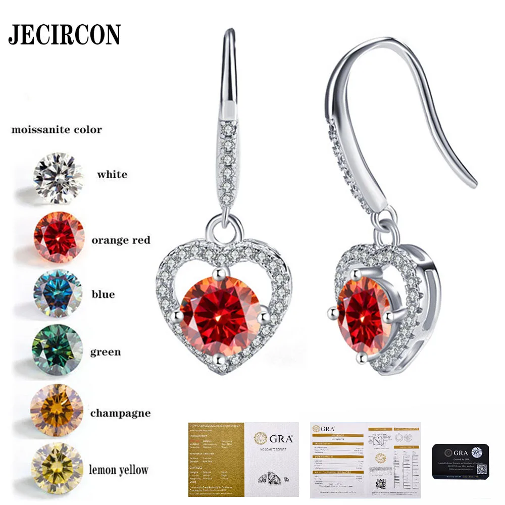 JECIRCON Hot Sale Moissanite Diamond 1 Carat Earrings for Women Classic Love Heart Ear Pendants S925 Sterling Silver Ear Hook
JECIRCON Hot Sale Moissanite Diamond 1 Carat Earrings for Women Classic Love Heart Ear Pendants S925 Sterling Silver Ear Hook
