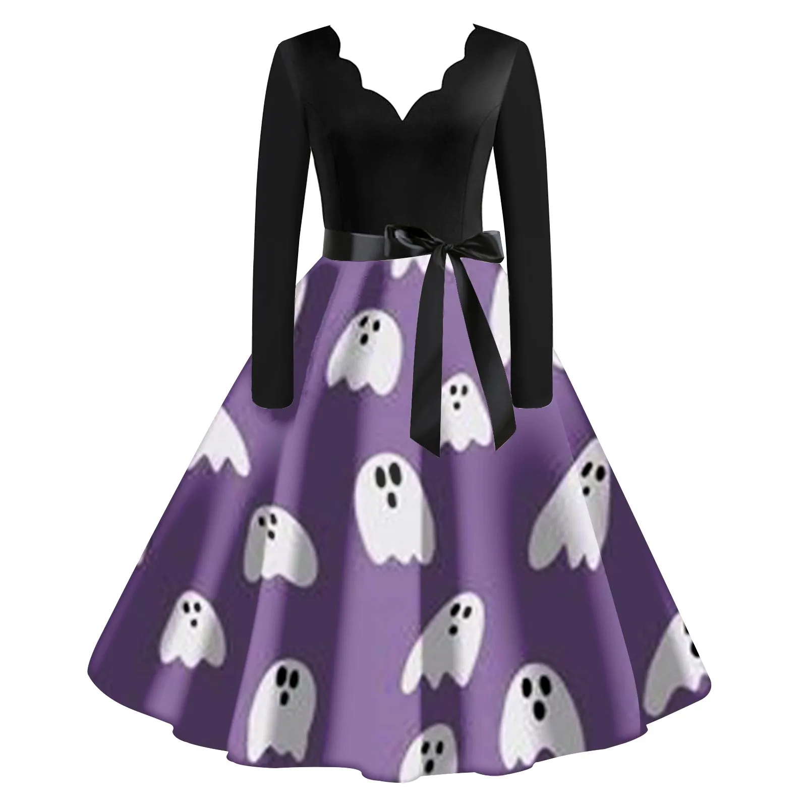 Women'S New Halloween Dresses Unique Creative Print Elegant Dress V-Neck Long Sleeve Sexy Swing Dress Fashion Casual Long Dress
Women'S New Halloween Dresses Unique Creative Print Elegant Dress V-Neck Long Sleeve Sexy Swing Dress Fashion Casual Long Dress
