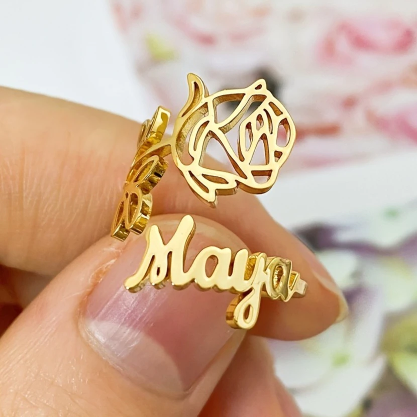 Personalized Custom Name Flower Ring BirthFlower Design Elegant 18K Golden Plated Stainless Steel Luxury Jewelry Gift Women
Personalized Custom Name Flower Ring BirthFlower Design Elegant 18K Golden Plated Stainless Steel Luxury Jewelry Gift Women