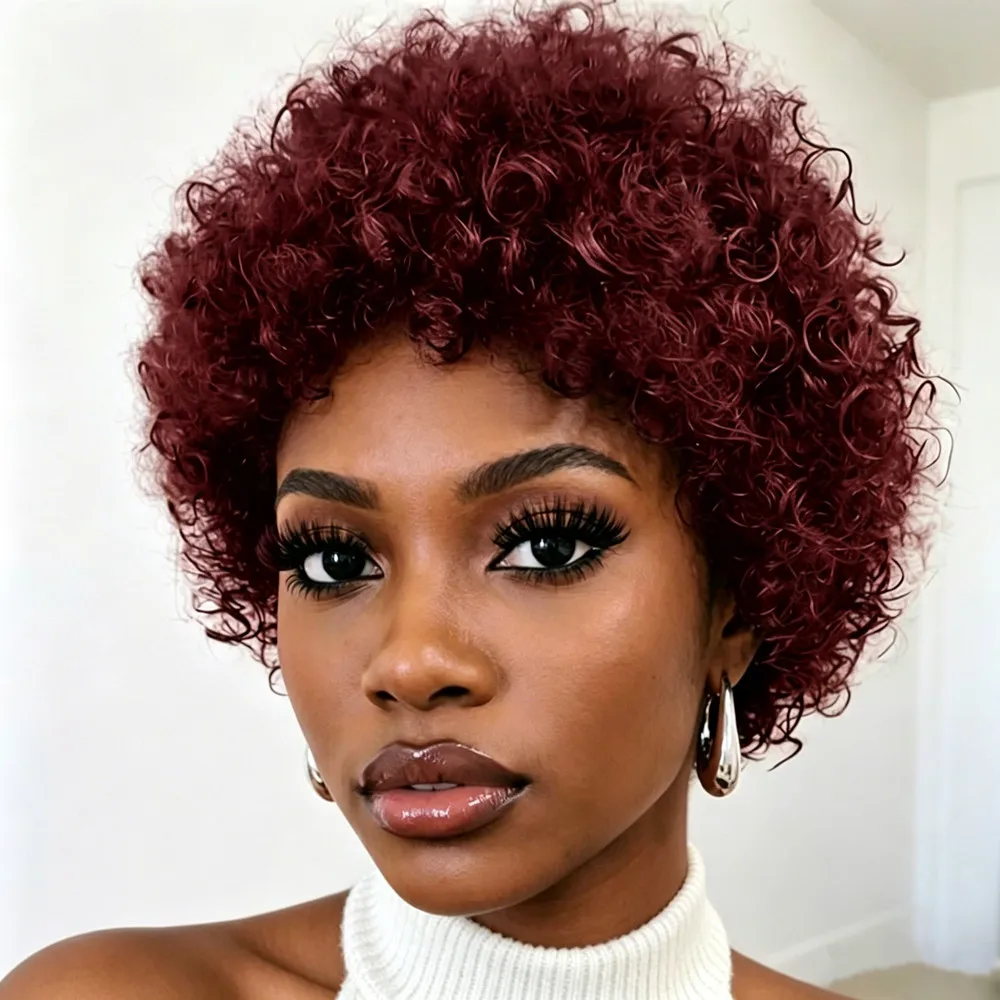 6inch hair pixie cut wig machine made Short Afro Kinky Curly Human Hair Wig for Women Pixie Curly Retro Style Wigs
6inch hair pixie cut wig machine made Short Afro Kinky Curly Human Hair Wig for Women Pixie Curly Retro Style Wigs